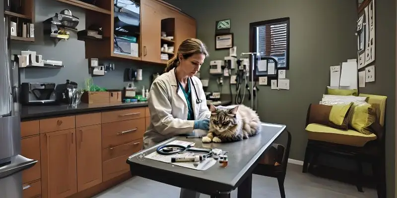 A Cat In Vet Examination Desk