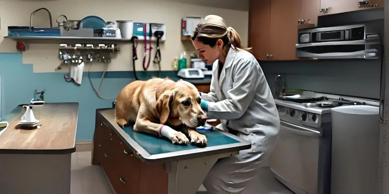 A Dog In Vet Examination Desk