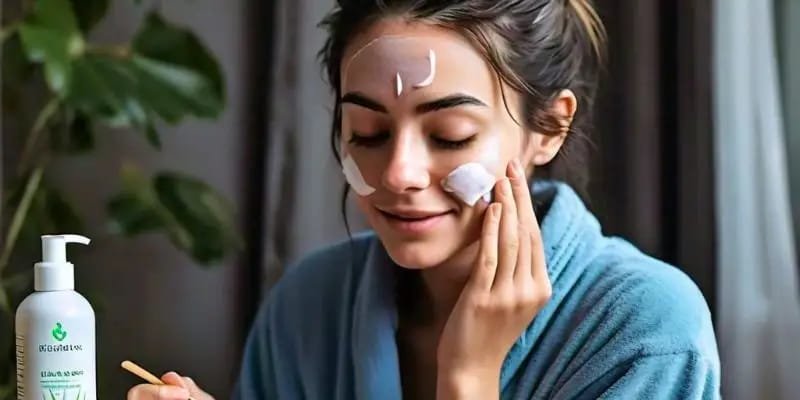 A Women Applying Aloe Vera Gel To Brighten And Moisturize Her Face